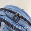 Zíper personalizado elegante mochila vintage mochila não desbotável bolsa de jeans de jeans da escola de denim backpack aceita o logotipo de impressão